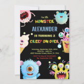 Invitations d'anniversaire Monster Black (Devant)