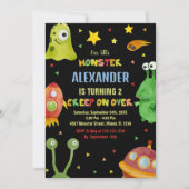 Invitations d'anniversaire Monster Black (Devant)