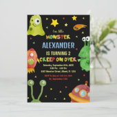 Invitations d'anniversaire Monster Black (Debout devant)