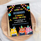 Invitations d'anniversaire Monster Black