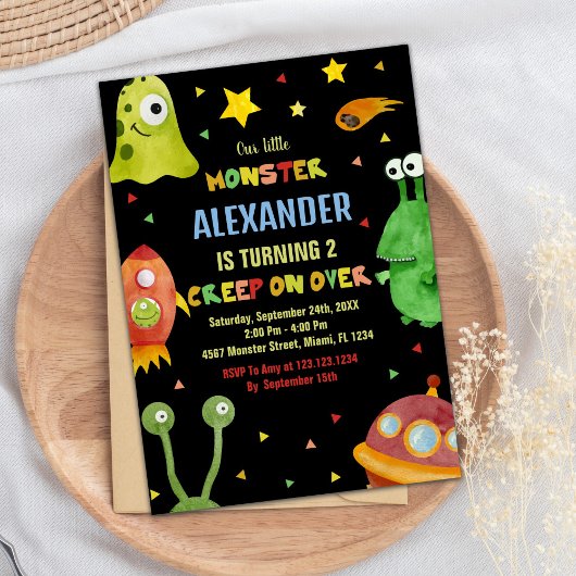 Invitations d'anniversaire Monster Black