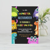 Invitations d'anniversaire Monster Black (Debout devant)