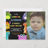 Invitations d'anniversaire Monster Black avec phot (Devant)