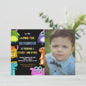 Invitations d'anniversaire Monster Black avec phot (Debout devant)