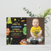 Invitations d'anniversaire Monster Black avec phot (Debout devant)