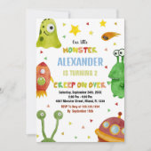 Invitations d'anniversaire Monster Blanc (Devant)