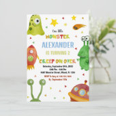 Invitations d'anniversaire Monster Blanc (Debout devant)