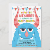 Invitations d'anniversaire Monster bleu (Devant)