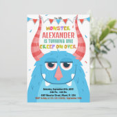 Invitations d'anniversaire Monster bleu (Debout devant)