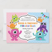 Invitations d'anniversaire Monster (Garçon / Fille (Devant)
