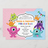 Invitations d'anniversaire Monster (Garçon / Fille (Devant / Derrière)