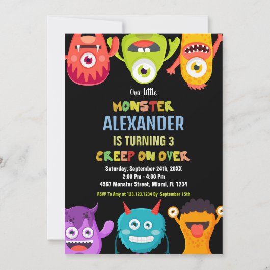 Invitations d'anniversaire Monster, Monsters un oe (Devant)
