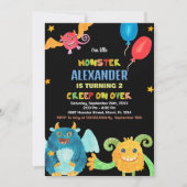 Invitations d'anniversaire Monster WaterColor Blac (Devant)