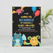 Invitations d'anniversaire Monster WaterColor Blac (Debout devant)