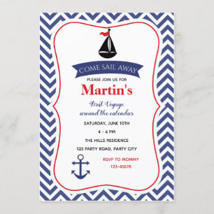Invitations d'anniversaire nautiques (Boys Navy)
