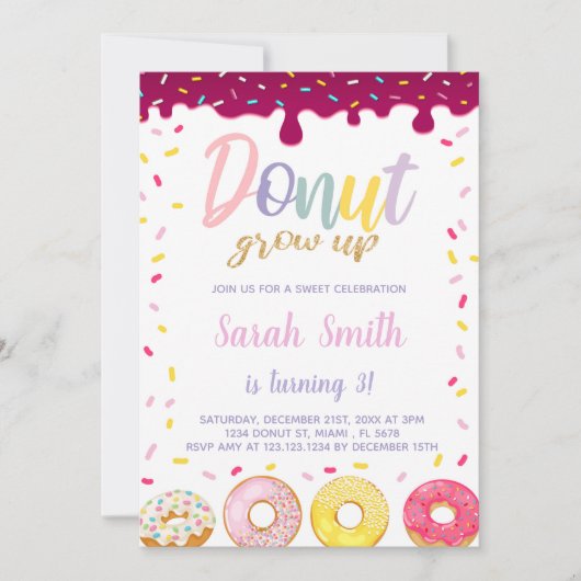 Invitations d'anniversaire Pastil Color Donut (Devant)