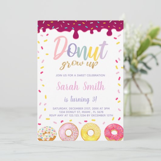 Invitations d'anniversaire Pastil Color Donut (Debout devant)