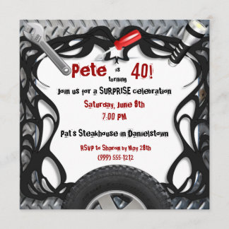 Invitations d'anniversaire personnalisées Auto Méc