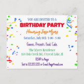 Invitations d'anniversaire personnalisées | Neutre (Dos)