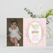 Invitations d'anniversaire Pink & Gold | Rubans et (Debout devant)