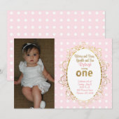 Invitations d'anniversaire Pink & Gold | Rubans et (Devant / Derrière)