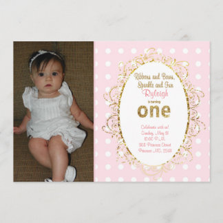 Invitations d'anniversaire Pink & Gold | Rubans et