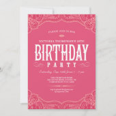 Invitations d'anniversaire Pink Paisley (Devant)