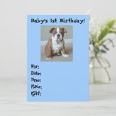 Invitations d'anniversaire pour bébé Bulldog angla (Debout devant)