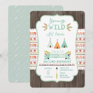 Invitations d'anniversaire pour jeunes, sauvages e