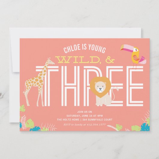 Invitations d'anniversaire pour jeunes, sauvages e (Devant)