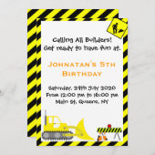 Invitations d'anniversaire pour la construction de (Devant / Derrière)