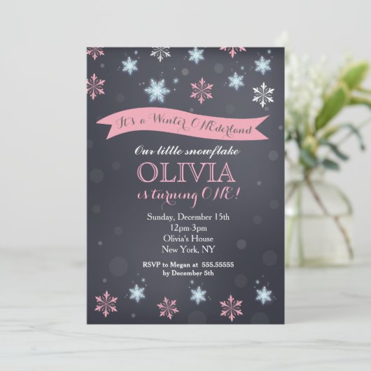Invitations d'anniversaire pour le Flocon des neig (Debout devant)