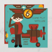 Invitations d'anniversaire pour le pilote de Brune (Devant / Derrière)