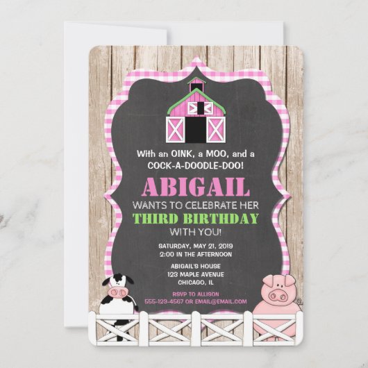 Invitations d'anniversaire pour les animaux de fer (Devant)