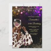Invitations d'anniversaire pour une femme afro-amé (Devant)