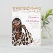 Invitations d'anniversaire pour une femme afro-amé (Debout devant)