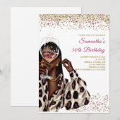 Invitations d'anniversaire pour une femme afro-amé (Devant / Derrière)