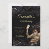 Invitations d'anniversaire pour une femme afro-amé (Devant)