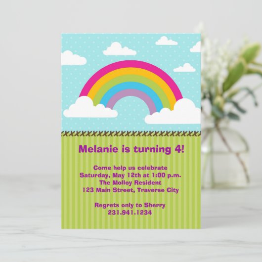 Invitations d'anniversaire Rainbow (Debout devant)