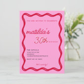 Invitations d'anniversaire Red & Pink Retro (Debout devant)