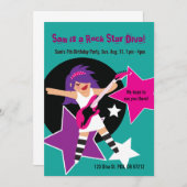 Invitations d'anniversaire Rock Star Diva (Devant / Derrière)