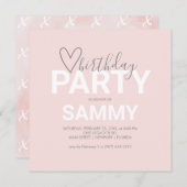 Invitations d'anniversaire rose en ligne (Devant / Derrière)