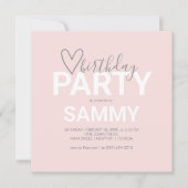 Invitations d'anniversaire rose en ligne (Devant)