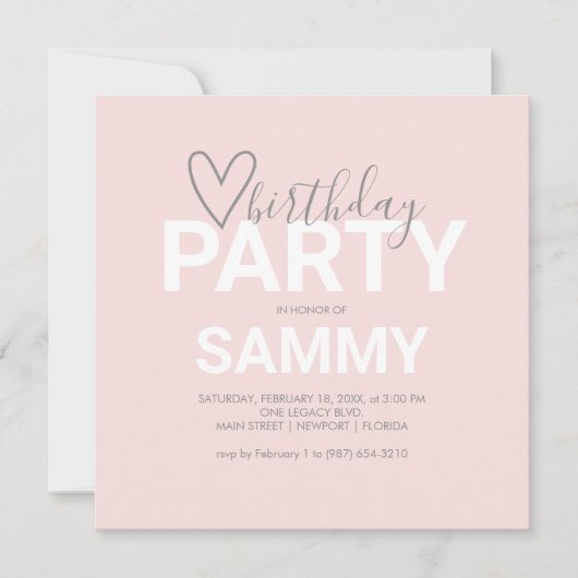 Invitations d'anniversaire rose en ligne (Devant)