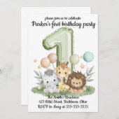 Invitations d'anniversaire Safari (Devant / Derrière)