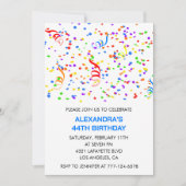 Invitations d'anniversaire simples 44 ans Confetti (Devant)