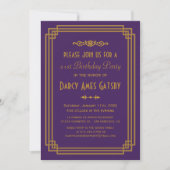Invitations d'anniversaire simples Art déco violet (Devant)