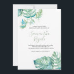 Invitations d'anniversaire tropicales en ligne<br><div class="desc">Célébrez avec style avec ces invitations d'anniversaire en ligne, parfait pour une fête de plage tropicale ou luau d'été! Cette invitation de fête d'anniversaire pour adulte présente le nom de l'invité d'honneur dans un script manuscrit chic, associé avec les détails de l'événement dans une police serif gris fusain intemporelle. Une...</div>