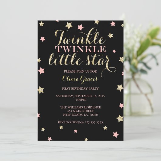 Invitations d'anniversaire Twinkle Twinkle Little  (Debout devant)
