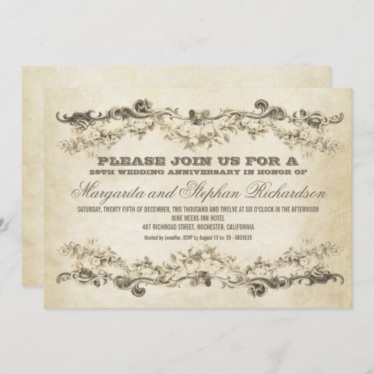 Invitations d'anniversaire vintages (Devant / Derrière)